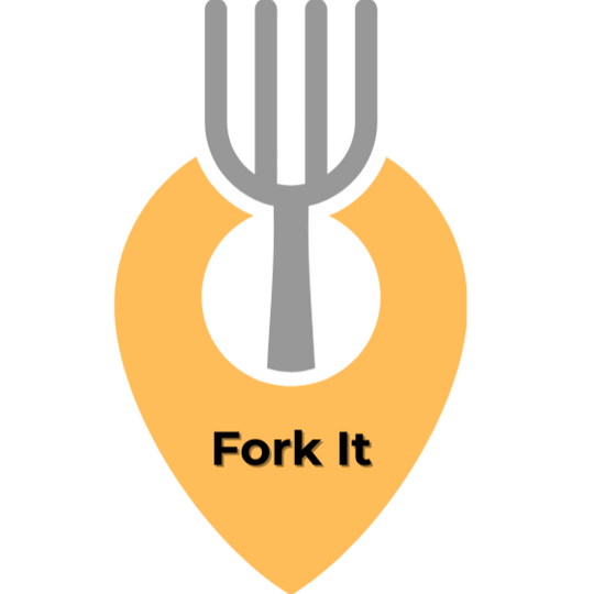 Fork It - Find Your Next Bite Fast Fork It logo showing a gray fork in a yellow map pin — perfect for food decisions on the go.